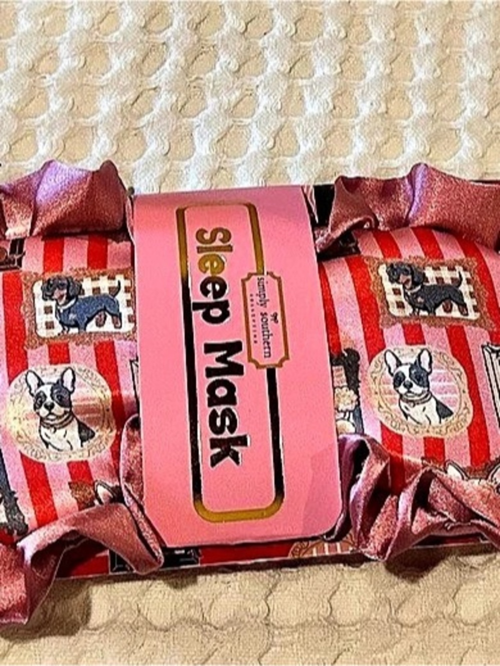 Simply Southern Sleep Mask Pink & Red Striped NWT